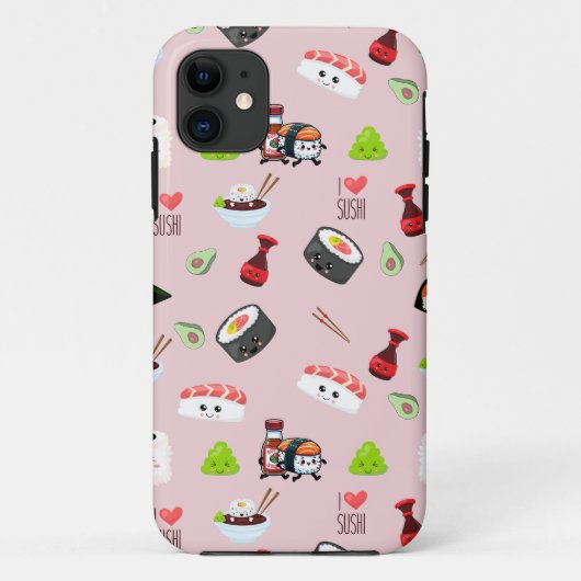 可愛いライトピンクかわいいすし Case-Mate iPhoneケース (裏面)