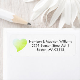 可愛いライトブルーグリーンハートカスタム差出人住所 ラベル