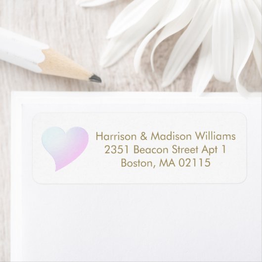 可愛いライトブルーピンクハートカスタム差出人住所 ラベル (インサイチュ)
