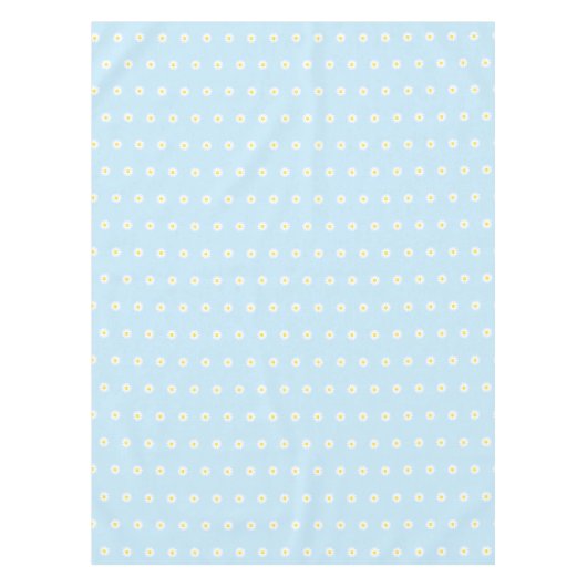 可愛いライトブルー白デイジー花柄 テーブルクロス (正面)