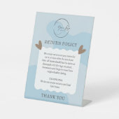 可愛いライトブルー製品の返品ポリシープラーク 台座サイン (正面)