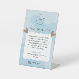 可愛いライトブルー製品の返品ポリシープラーク 台座サイン