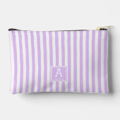 可愛いライトラベンダーホワイトストライプモノグラムの アクセサリーポーチ (裏面)