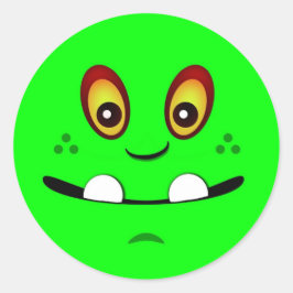 可愛いライムグリーンモンスター顔とアンダーバイト ラウンドシール
