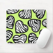 可愛いライムグリーン白黒ゼブラパターンハート マウスパッド (マウス)