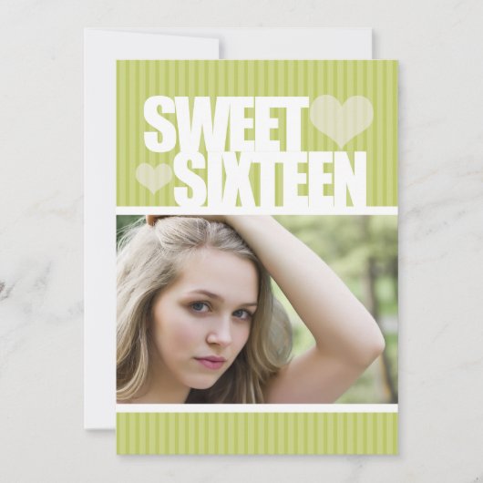 可愛いライムハートSWEET SIXTEEN招待状 招待状 (正面)