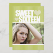 可愛いライムハートSWEET SIXTEEN招待状 招待状 (正面/裏面)