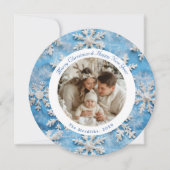可愛いラウンドブルースノーフレークのクリスマスフォト シーズンカード (正面)