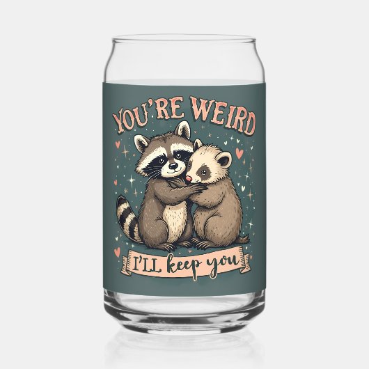 可愛いラクーンとフェレット・ハグとおもしろい引用文 ガラス缶 (正面)