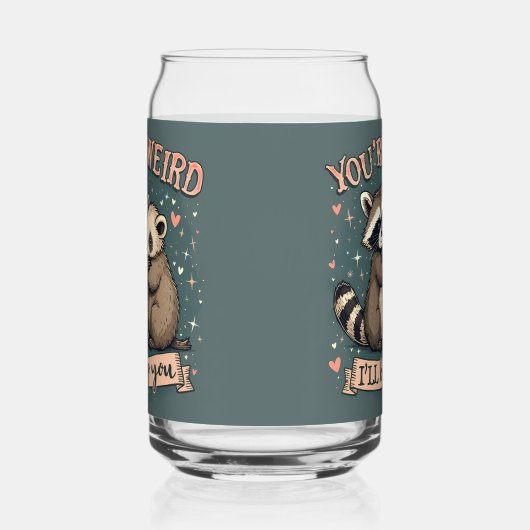 可愛いラクーンとフェレット・ハグとおもしろい引用文 ガラス缶 (右)