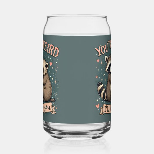 可愛いラクーンとフェレット・ハグとおもしろい引用文 ガラス缶 (左)