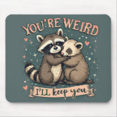 可愛いラクーンとフェレット・ハグとおもしろい引用文 マウスパッド (正面)