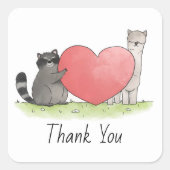 可愛いラクーンとラマSq1uareありがとう スクエアシール (正面)