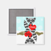 可愛いラクーンクリーン/汚れた食洗機マグネット マグネット (正面/裏面)