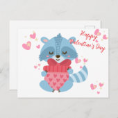 可愛いラクーンハッピーバレンタインデー!枚 ポストカード (正面/裏面)