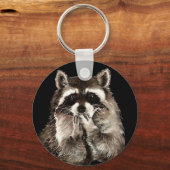 可愛いラクーン吹のキスユーモア動物アート キーホルダー (正面)