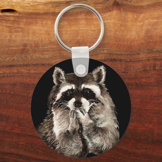 可愛いラクーン吹のキスユーモア動物アート キーホルダー (正面)