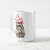 可愛いラクーン吹のキス動物自然アート コーヒーマグカップ (正面左)