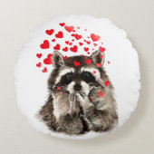 可愛いラクーン吹のキス愛ハート動物 ラウンドクッション (正面)