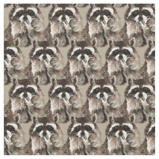 可愛いラクーン吹のキス水彩動物おもしろい ファブリック (クローズアップ)