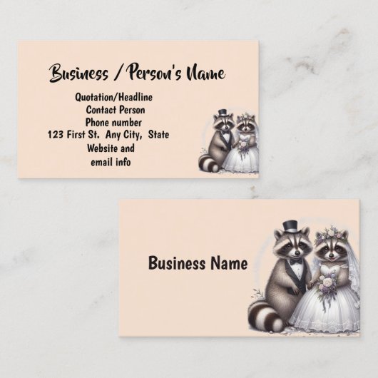 可愛いラクーン結婚の動物カスタム事業 名刺 (正面/裏面)