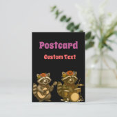 可愛いラクーン音楽遊愛好家のギター&ドラム ポストカード (スタンド正面)