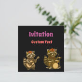 可愛いラクーン音楽遊愛好家のギター&ドラム 招待状 (スタンド正面)