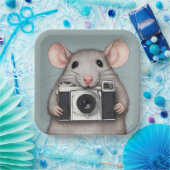 可愛いラットフォトグラファー ペーパープレート (パーティー)