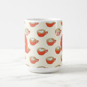 可愛いラテアートinレッドコーヒーマグスパターン コーヒーマグカップ (中央)