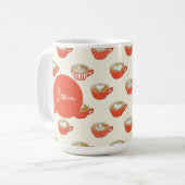 可愛いラテアートinレッドコーヒーマグスパターン コーヒーマグカップ (正面左)