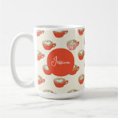 可愛いラテアートinレッドコーヒーマグスパターン コーヒーマグカップ (左)