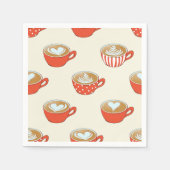 可愛いラテアートinレッドコーヒーマグスパターン スタンダードカクテルナプキン (正面)