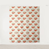 可愛いラテアートinレッドコーヒーマグスパターン タペストリー (正面)