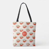 可愛いラテアートinレッドコーヒーマグスパターン トートバッグ (裏面)