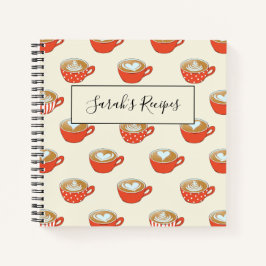 可愛いラテアートinレッドコーヒーマグスパターン ノートブック