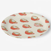 可愛いラテアートinレッドコーヒーマグスパターン ペーパープレート (アングル)