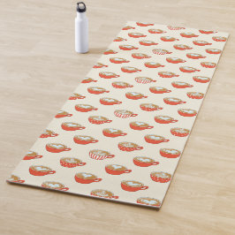 可愛いラテアートinレッドコーヒーマグスパターン ヨガマット