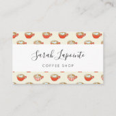 可愛いラテアートinレッドコーヒーマグスパターン 名刺 (正面)