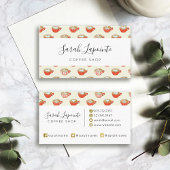 可愛いラテアートinレッドコーヒーマグスパターン 名刺