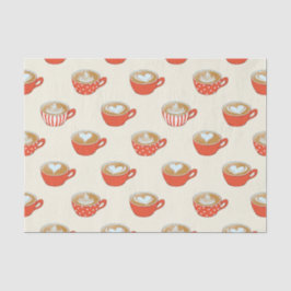 可愛いラテアートinレッドコーヒーマグスパターン 薄葉紙