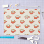 可愛いラテアートinレッドコーヒーマグスパターン 薄葉紙 (クラフト)