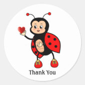 可愛いラディバグとハートありがとう ラウンドシール (正面)