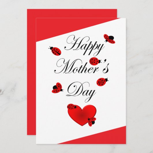 可愛いラディバグとハートハッピーマザーズデイ シーズンカード (正面/裏面)