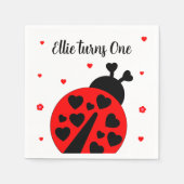 可愛いラディバグとハート スタンダードカクテルナプキン (正面)