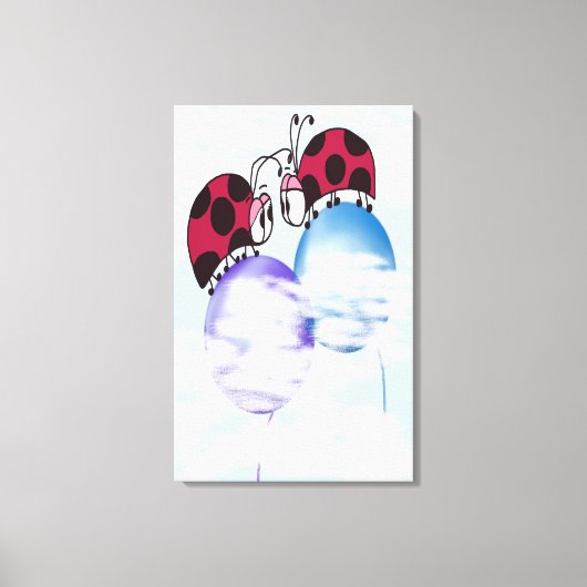 可愛いラディバグとバルーンカラフル漫画 キャンバスプリント (正面)
