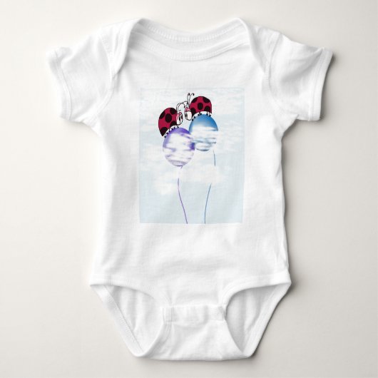 可愛いラディバグとバルーンカラフル漫画 ベビーボディスーツ (正面)