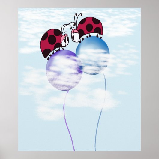 可愛いラディバグとバルーンカラフル漫画 ポスター (正面)