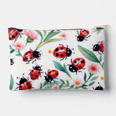 可愛いラディバグと花の模様は白 アクセサリーポーチ (裏面)