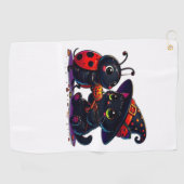 可愛いラディバグと黒猫ハロウィンクラシックのT士 ゴルフタオル (横)