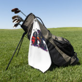 可愛いラディバグと黒猫ハロウィンクラシックのT士 ゴルフタオル (グリーン)